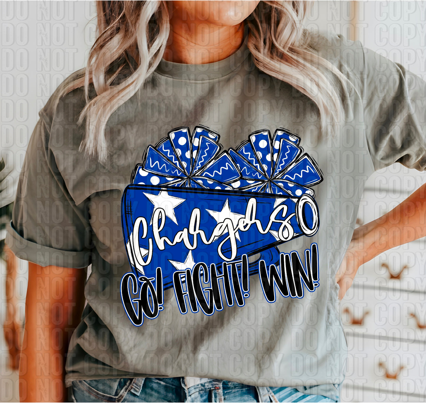 Go Fight Win Cheer Pom Name/Mascot Personalized DTF Transfer