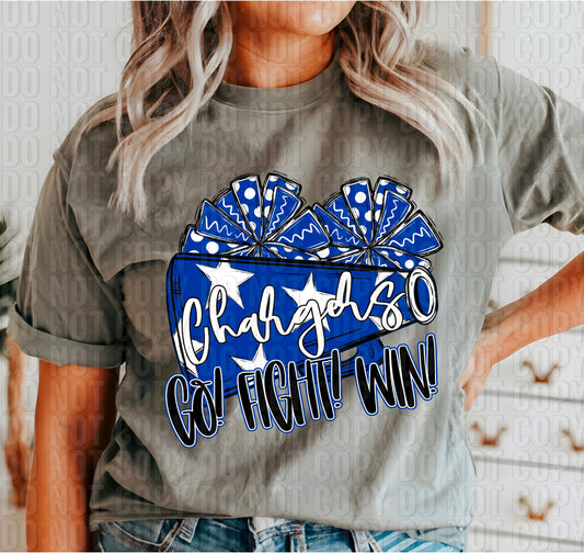 Go Fight Win Cheer Pom Name/Mascot Personalized DTF Transfer