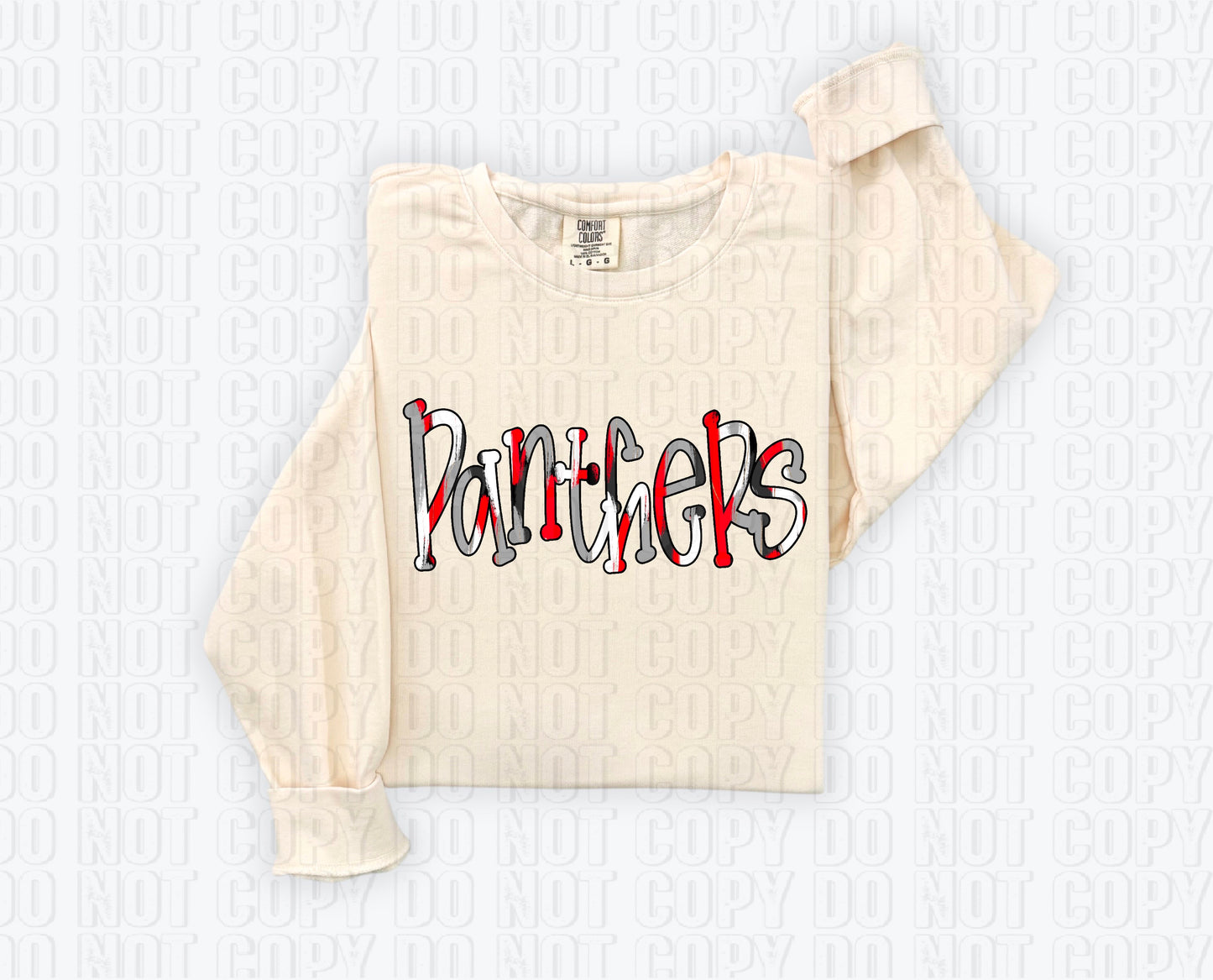 Panthers Funky Spotted Serif Mascot Red DTF Transfer