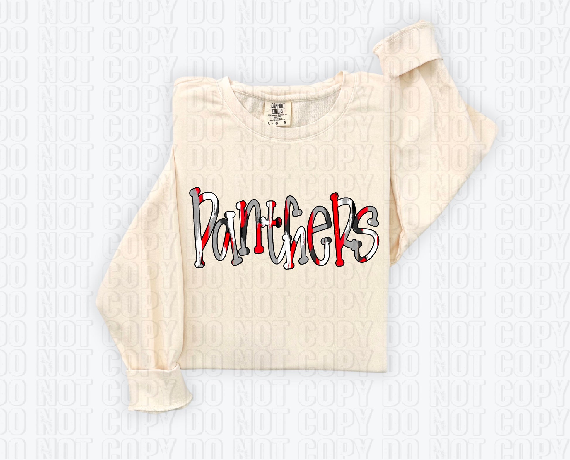 Panthers Funky Spotted Serif Mascot Red DTF Transfer