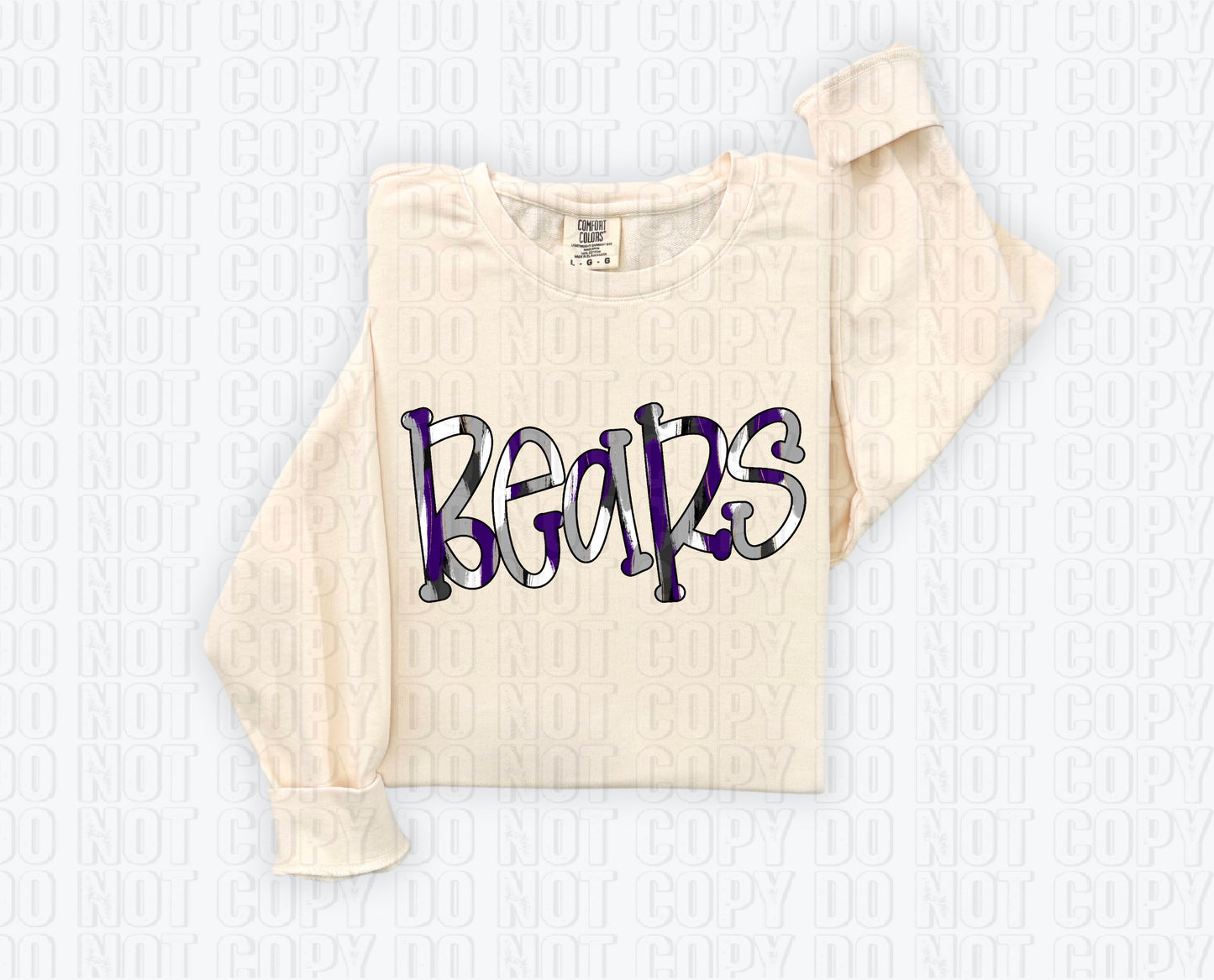 Bears Funky Spotted Serif Mascot Purple/White DTF Transfer
