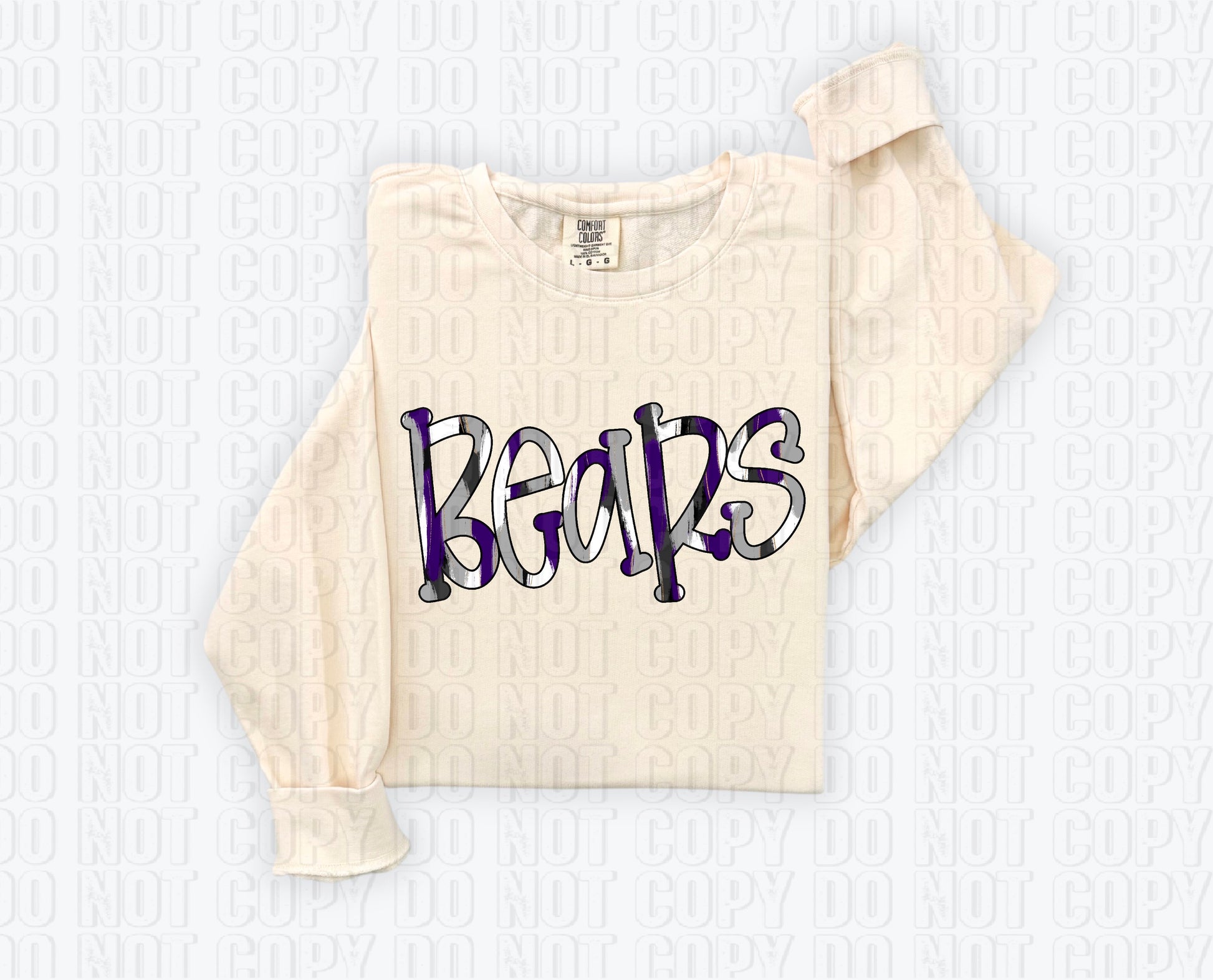 Bears Funky Spotted Serif Mascot Purple/White DTF Transfer