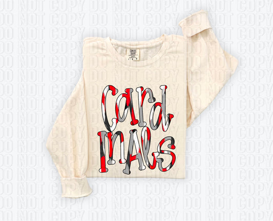 Cardinals Funky Spotted Serif Mascot Red DTF Transfer