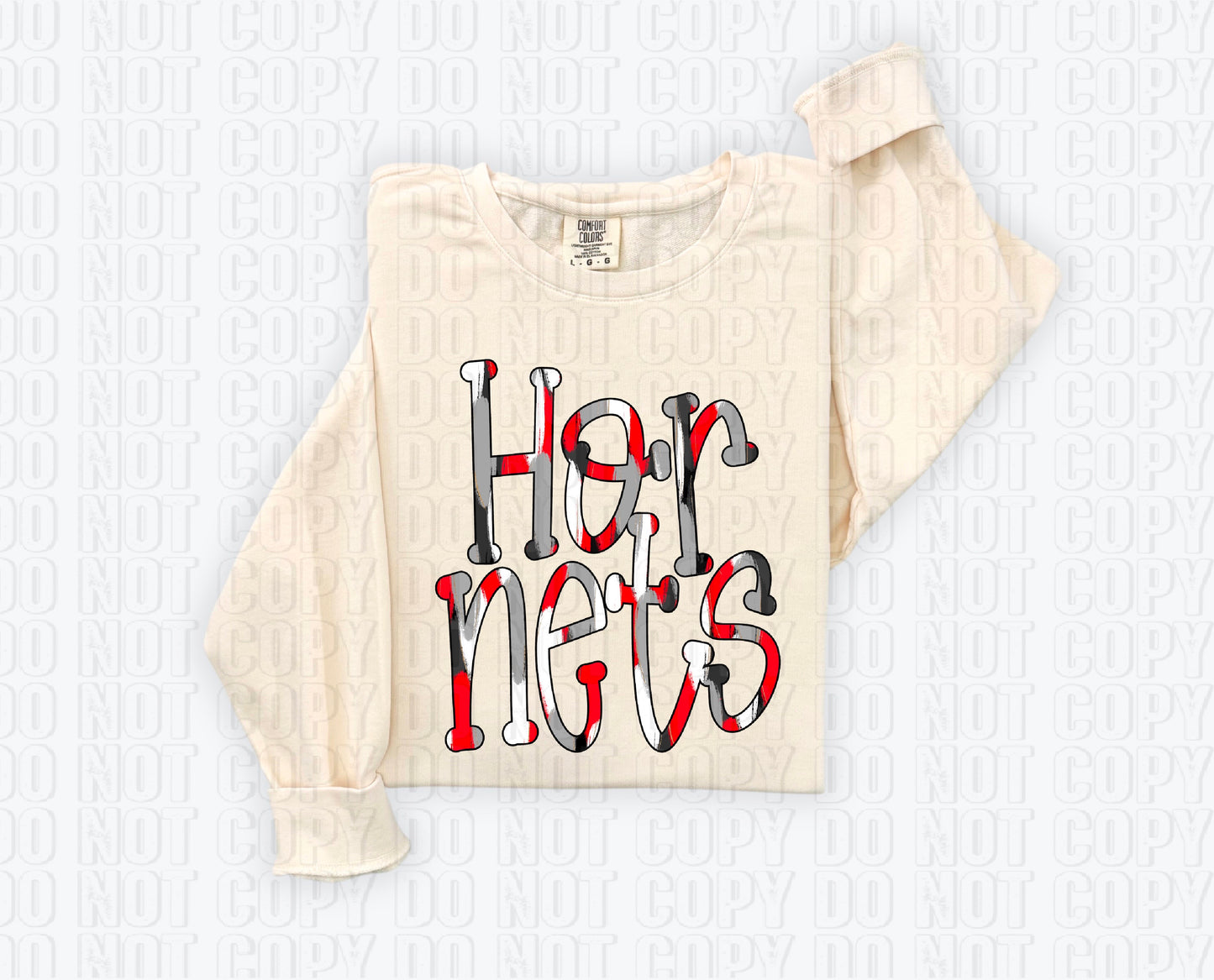 Hornets Funky Spotted Serif Mascot Red DTF Transfer