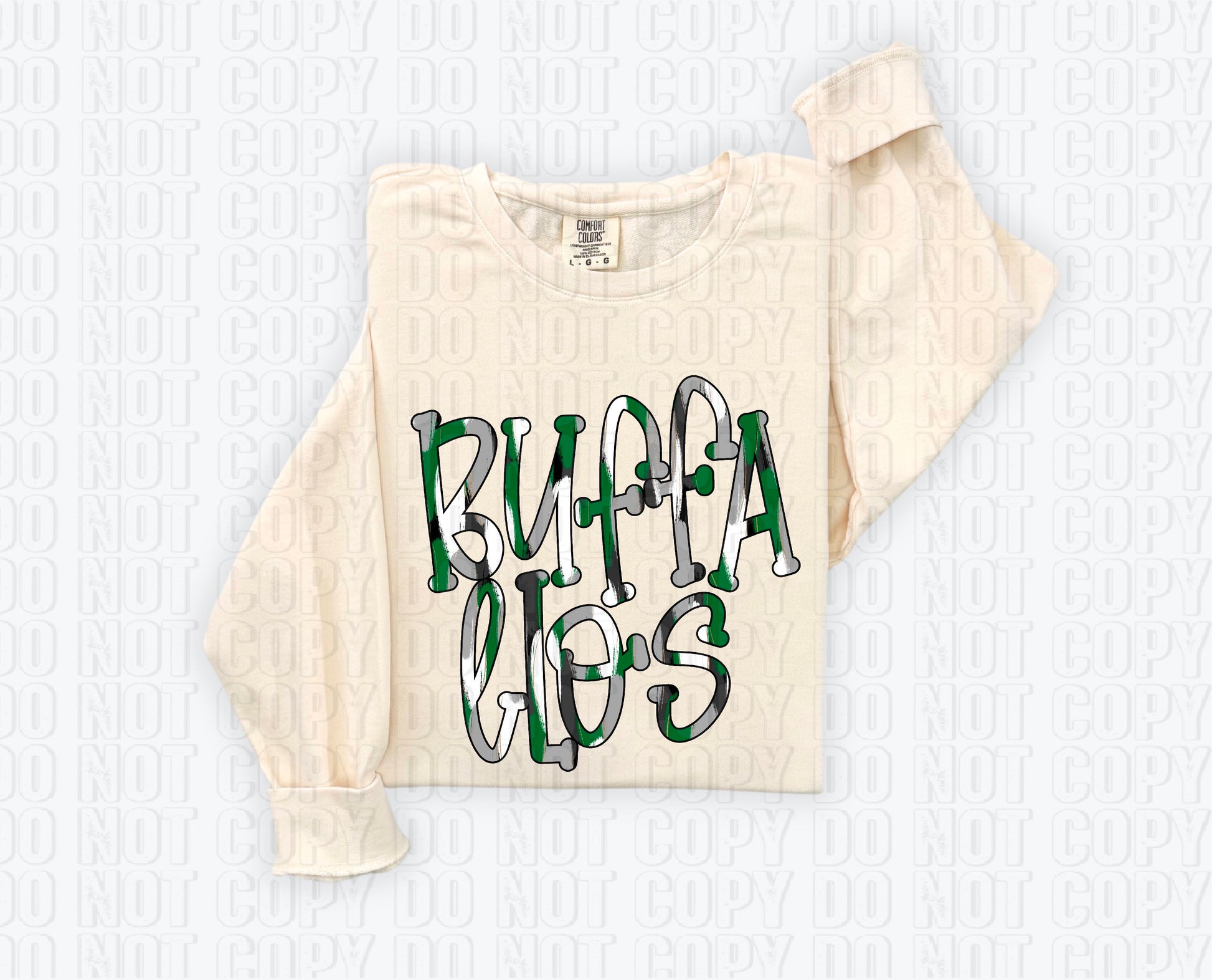 Buffalos Funky Spotted Serif Mascot Kelly Green DTF Transfer