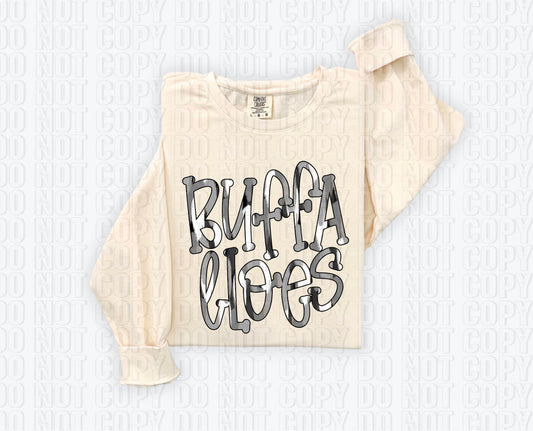 Buffaloes Funky Spotted Serif Mascot Black DTF Transfer