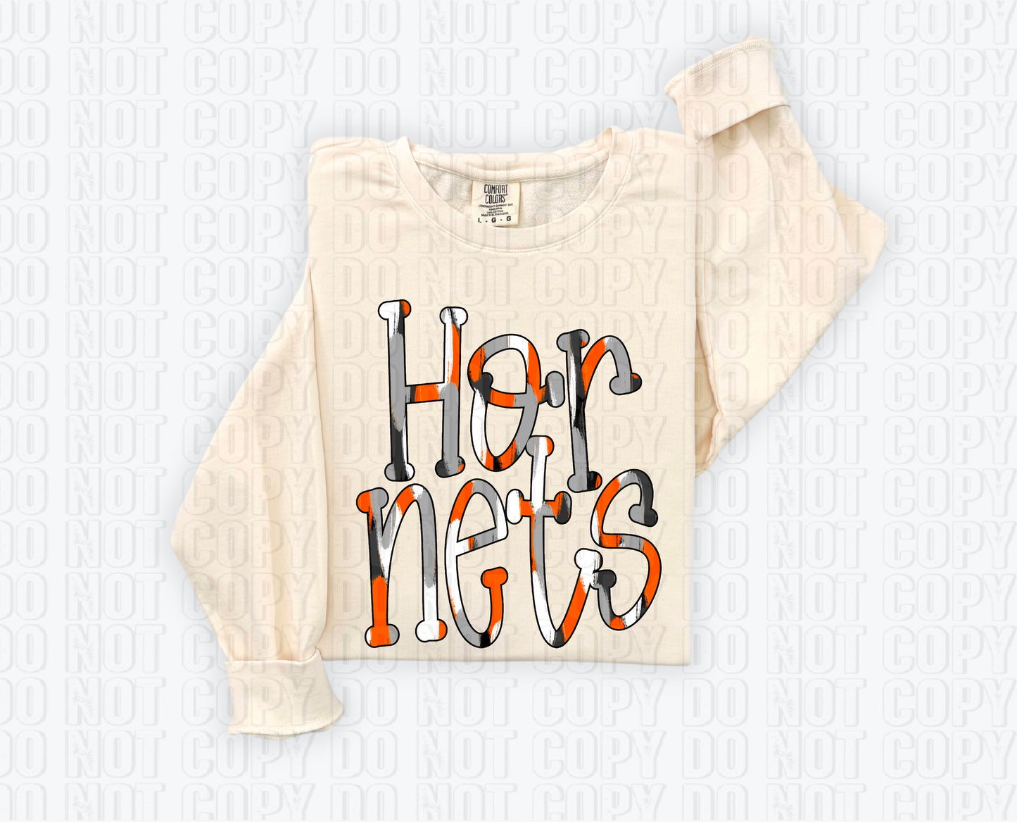 Hornets Funky Spotted Serif Mascot Orange DTF Transfer