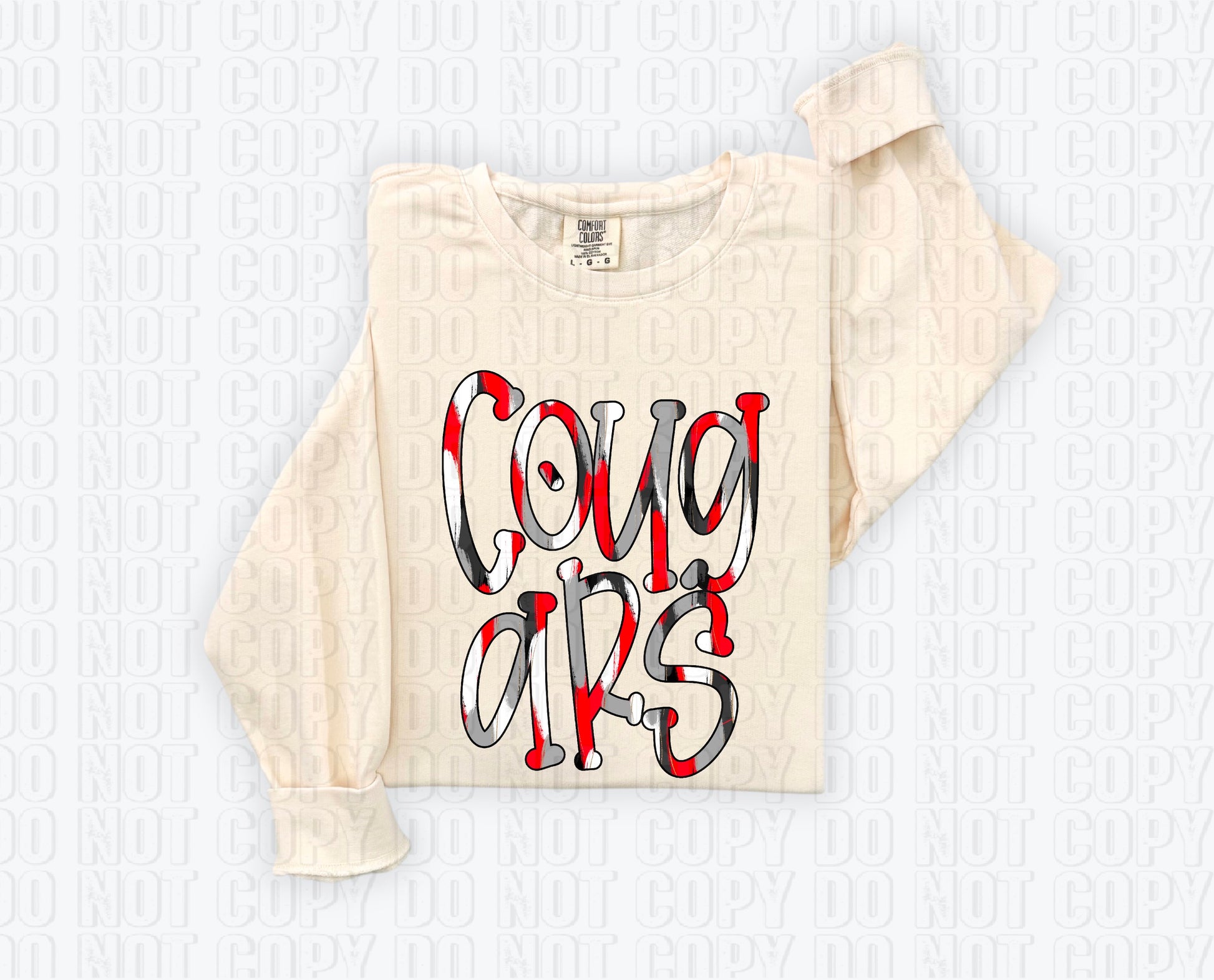 Cougars Funky Spotted Serif Mascot Red DTF Transfer
