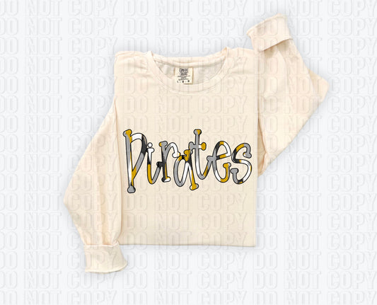 Pirates Funky Spotted Serif Mascot Vegas Gold DTF Transfer