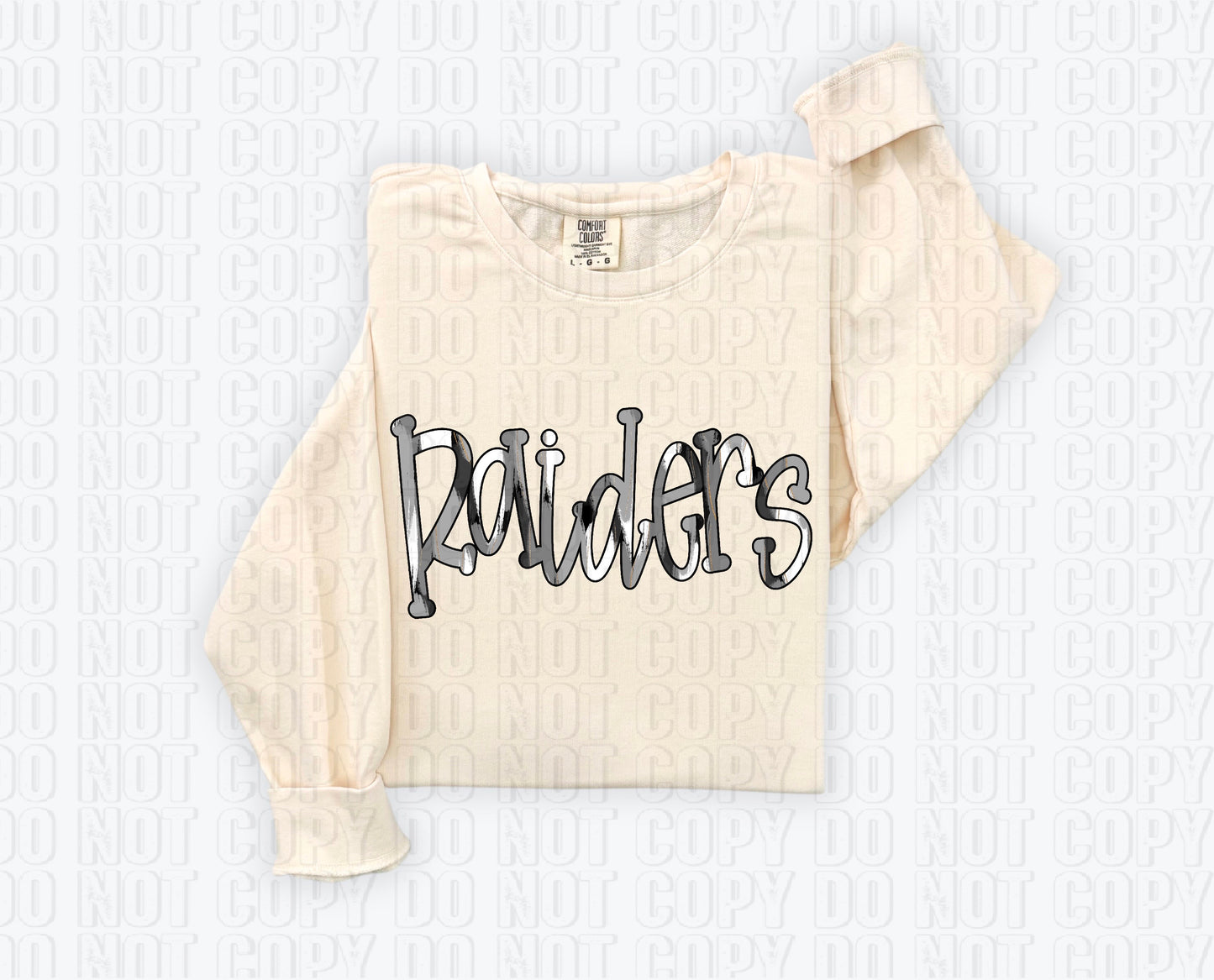 Raiders Funky Spotted Serif Mascot Grey DTF Transfer
