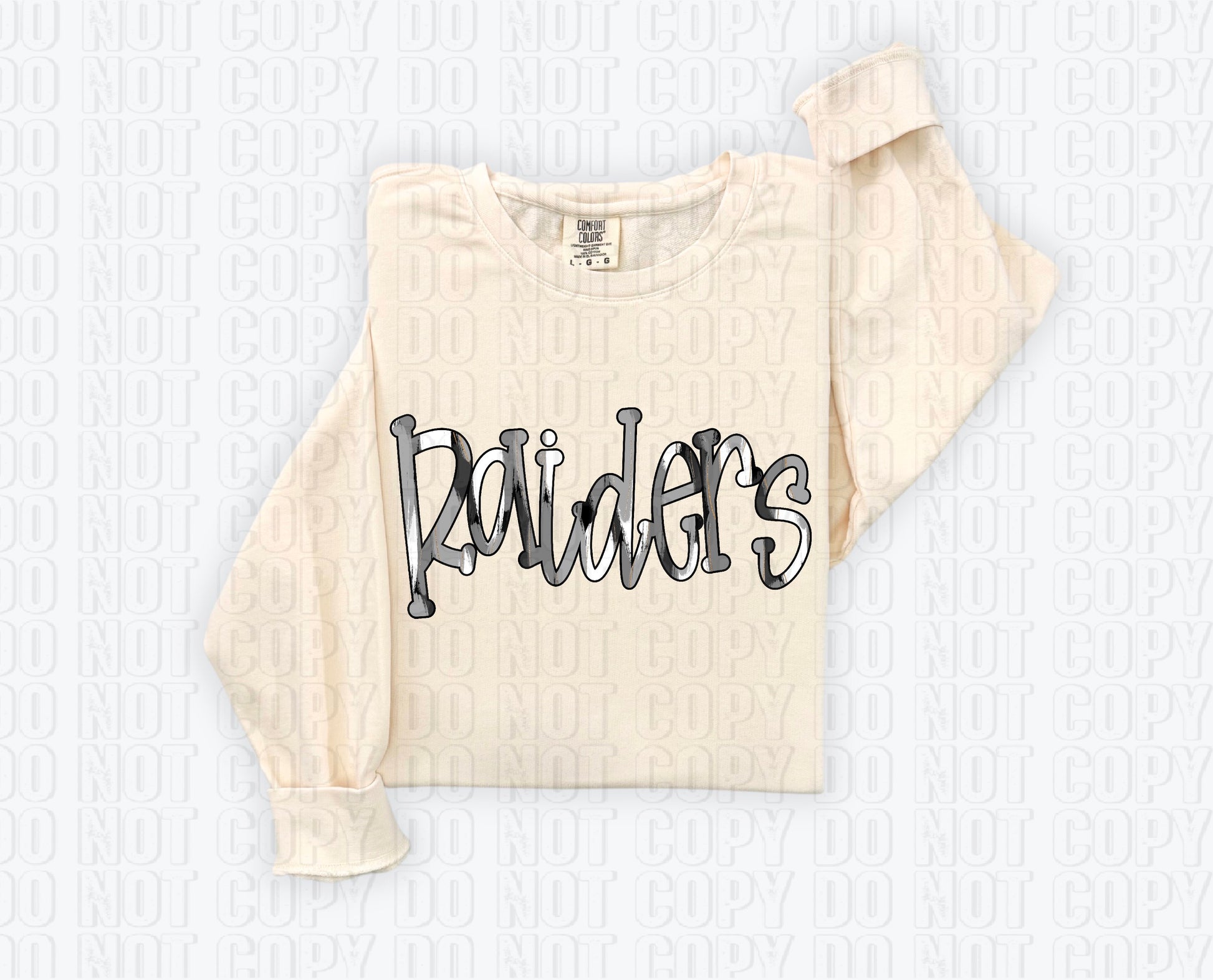 Raiders Funky Spotted Serif Mascot Grey DTF Transfer