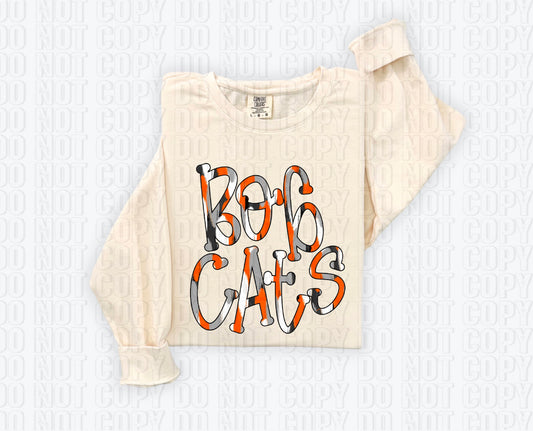 Bobcats Funky Spotted Serif Mascot Orange DTF Transfer