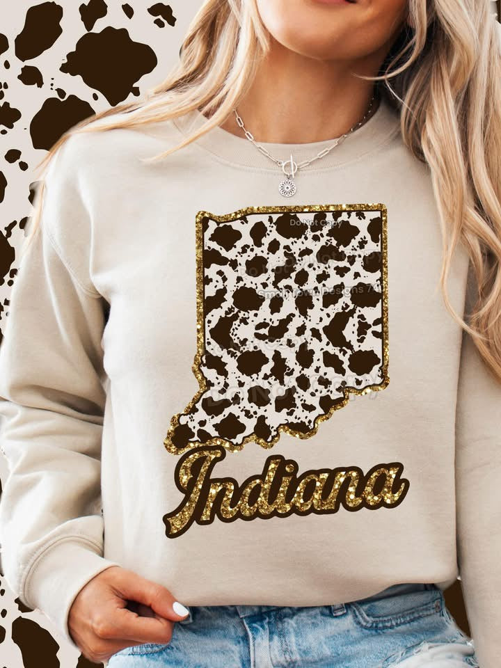 Indiana Cowhide State DTF Transfer