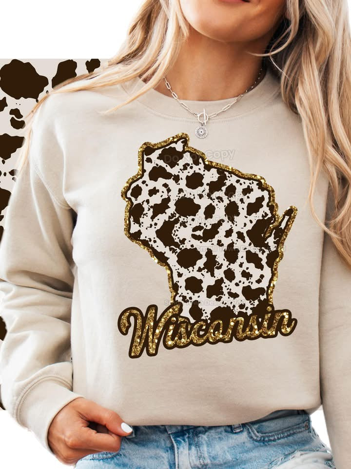 Wisconsin Cowhide State DTF Transfer