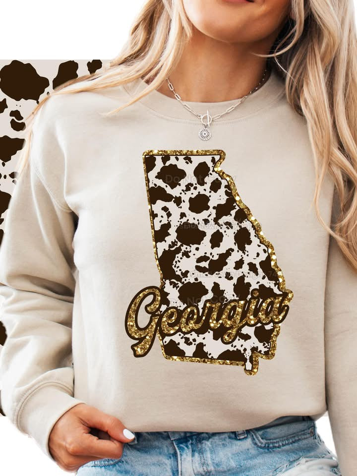 Georgia Cowhide State DTF Transfer