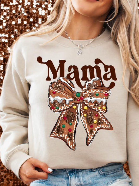 Mama Gingerbread Bow DTF Transfer