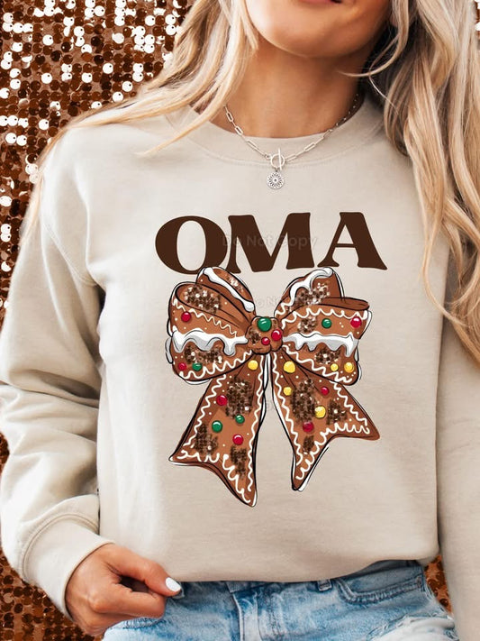 Oma Gingerbread Bow DTF Transfer