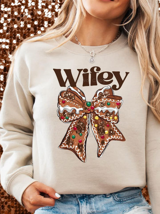 Wifey Gingerbread Bow DTF Transfer