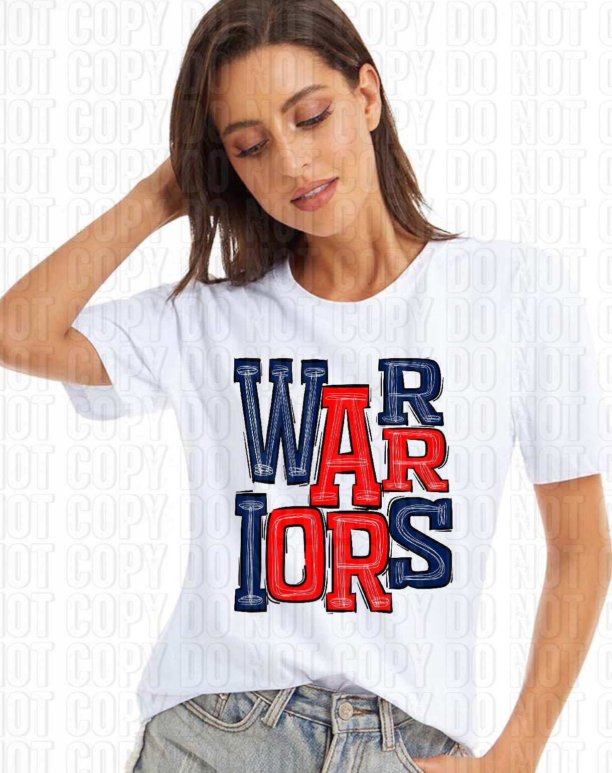 Warriors Navy Blue & Red Sporty Mascot DTF Transfer