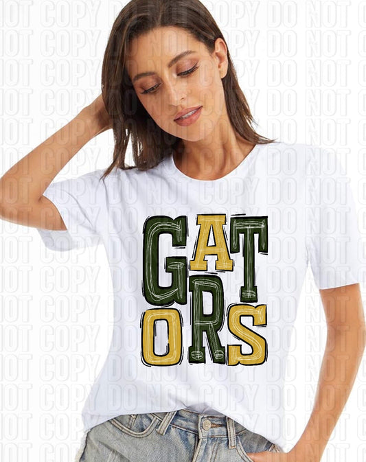 Gators Dark Green & Yellow Gold Sporty Mascot DTF Transfer