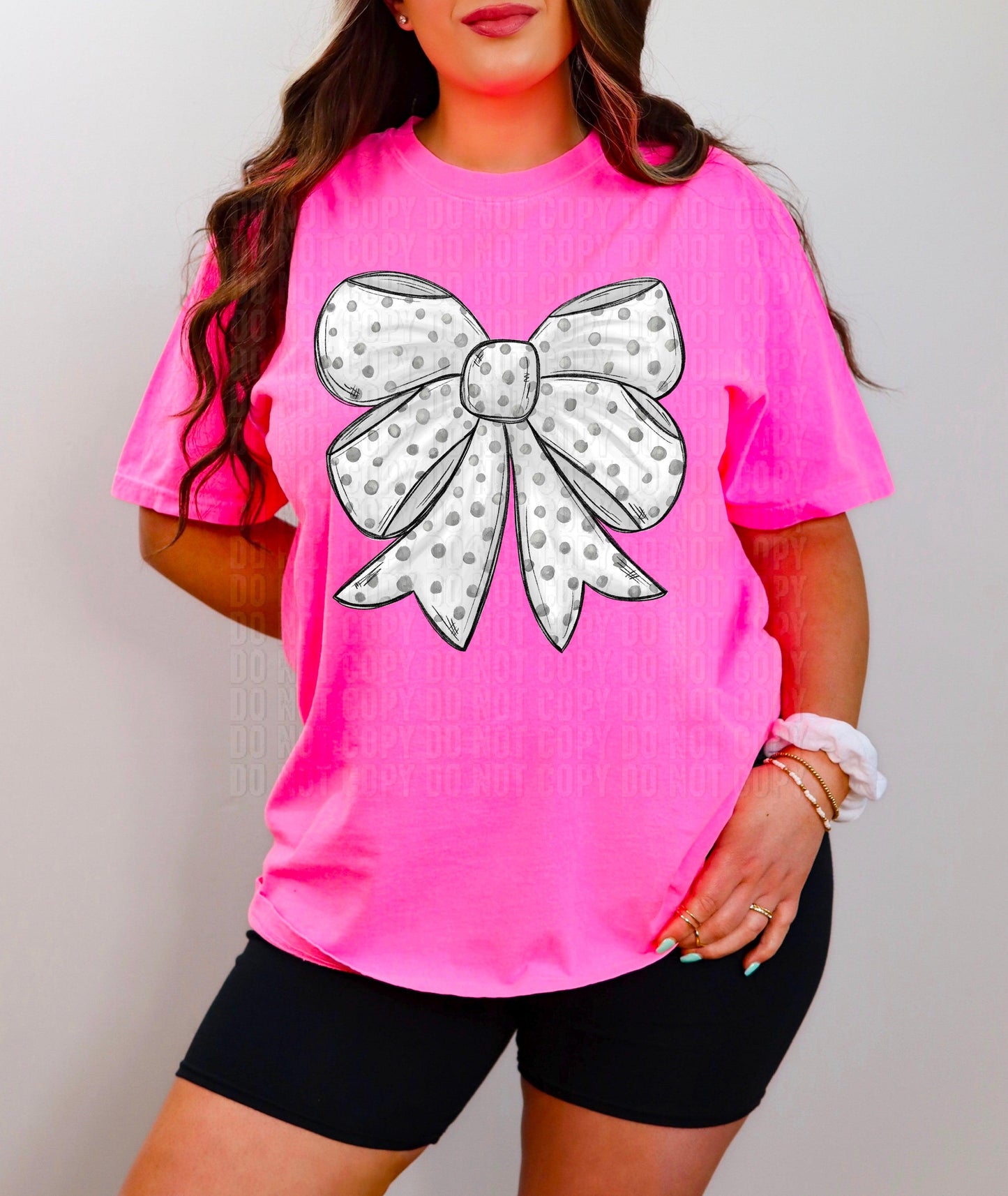 White Grey Dots Coquette Bow DTF Transfer