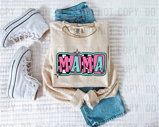 Mama Pink/Blue Checker DTF Transfer