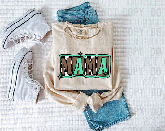 Mama Green/Brown Checker DTF Transfer