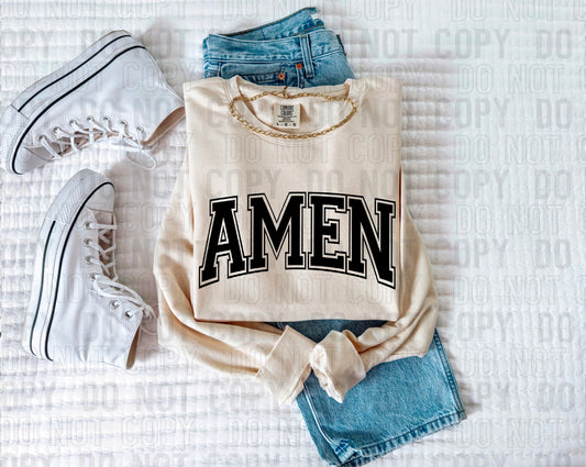 Amen Black Font DTF Transfer