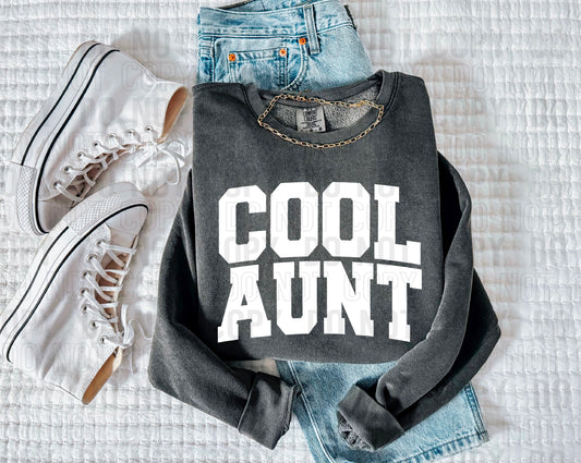 Cool Aunt White Font DTF Transfer