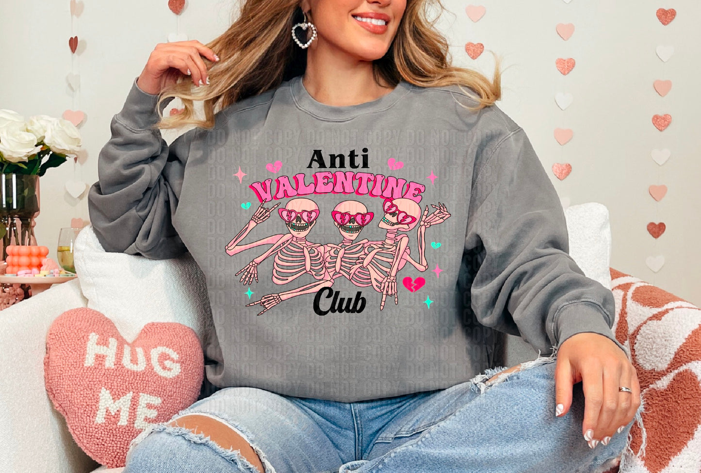 Anti Valentine Club Skeletons DTF Transfer