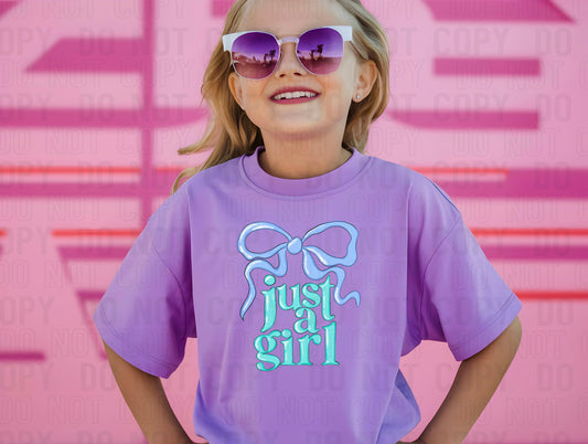 Just A Girl Blue Coquette DTF Transfer