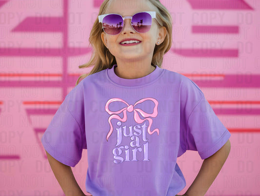 Just A Girl Pink Coquette DTF Transfer