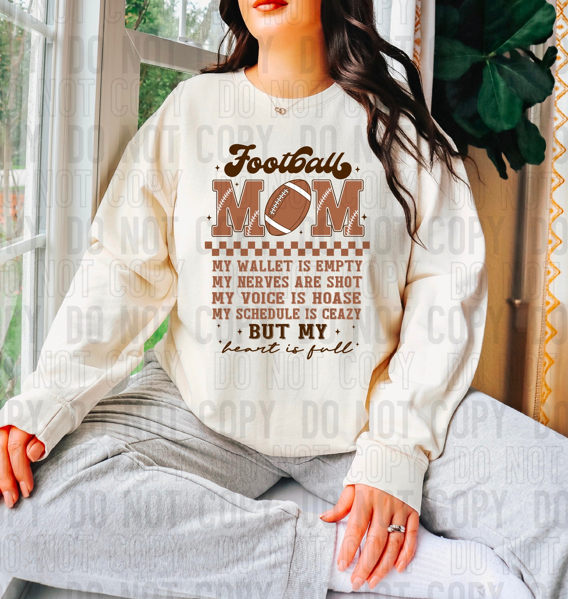 Football Mom My Heart Is Full DTF Transfer