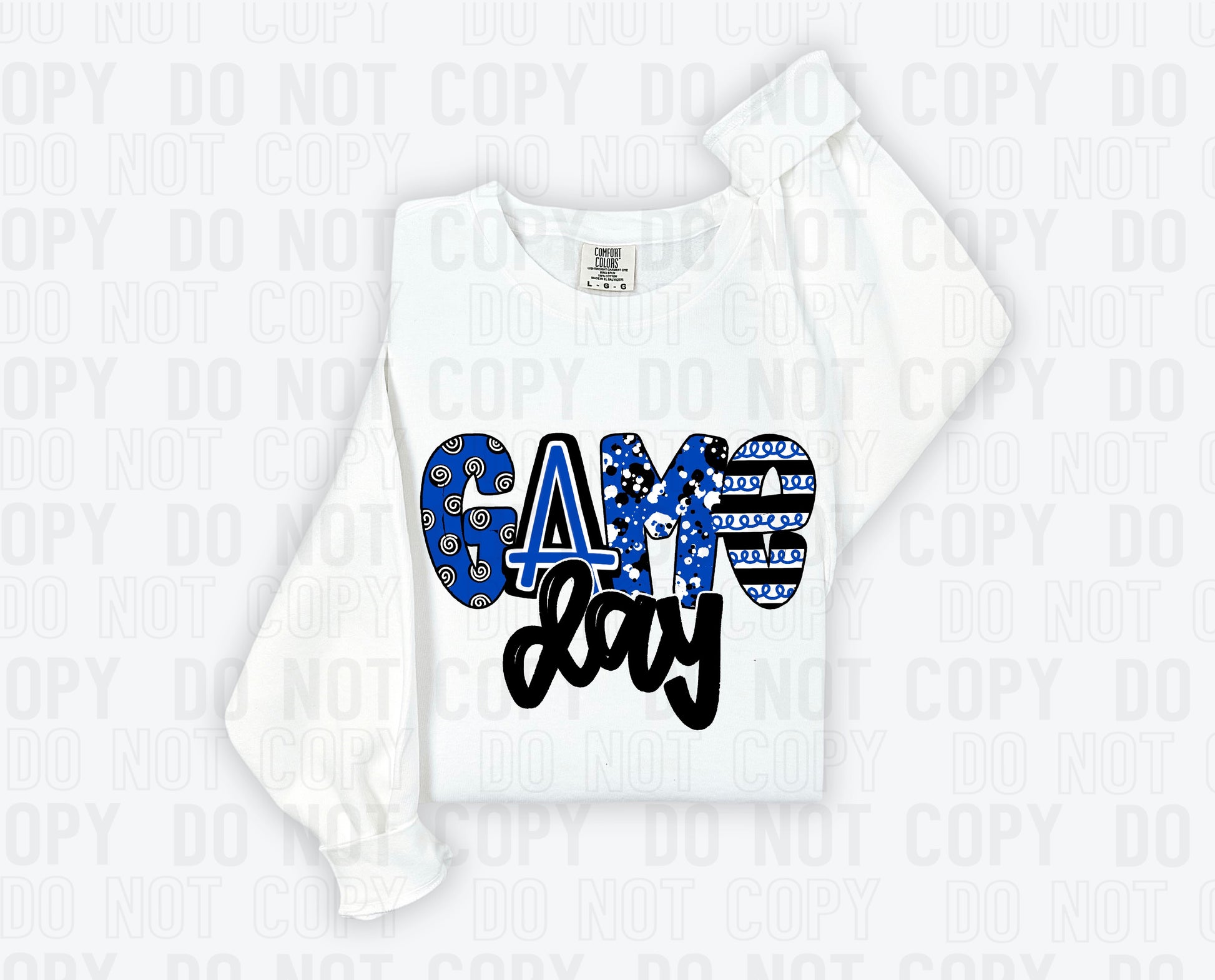 Game Day Blue Black Sports Doodle DTF Transfer