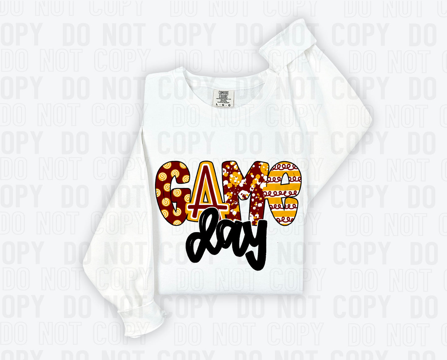 Game Day Maroon Yellow Gold Sports Doodle DTF Transfer