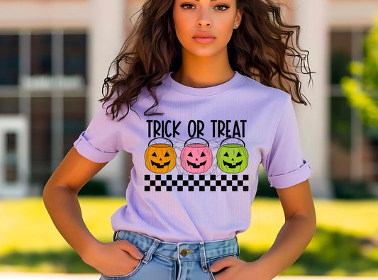 Trick Or Treat Trio Checkered DTF Transfer
