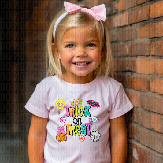 Trick Or Treat Glittery Doodles DTF Transfer