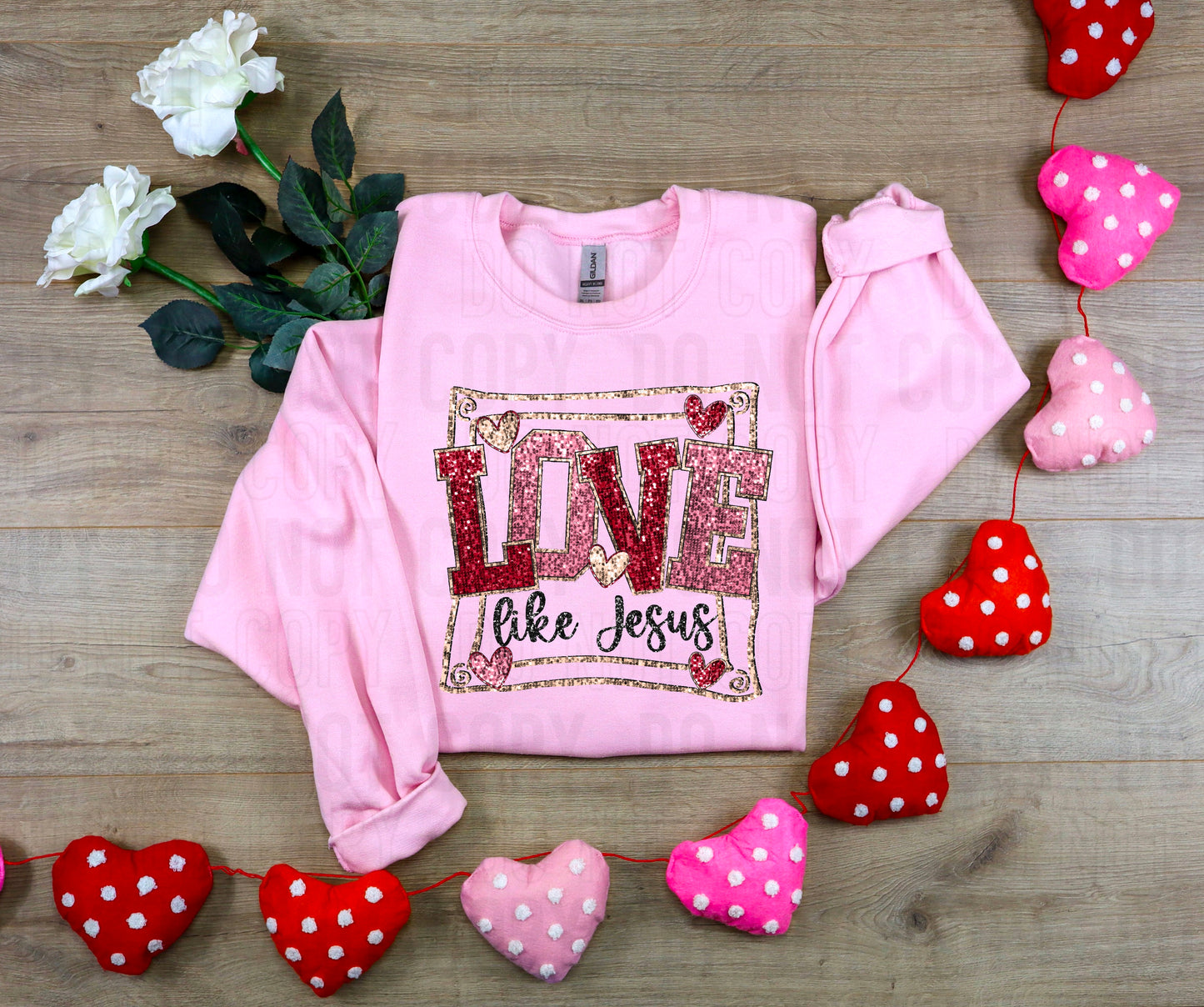 Love Like Jesus Sequined DTF Transfer