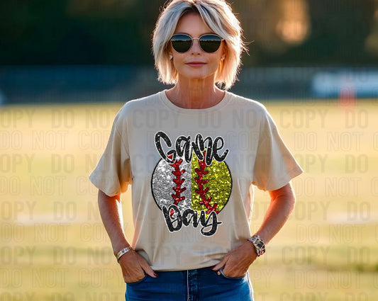 Game Day Baseball Softball Bling DTF Transfer