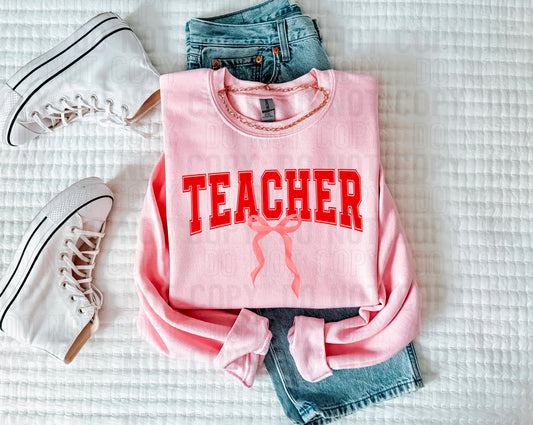 Teacher Red Font Coquette DTF Transfer