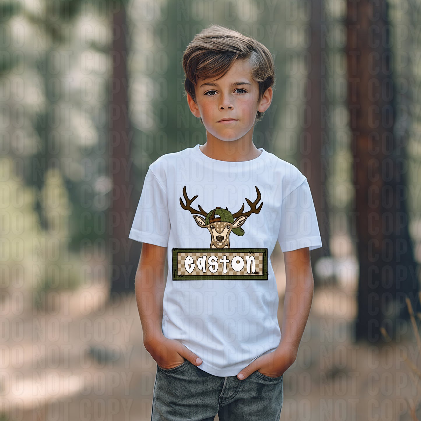 Deer Head With Hat (Boy) With Name Plate Personalized DTF Transfer