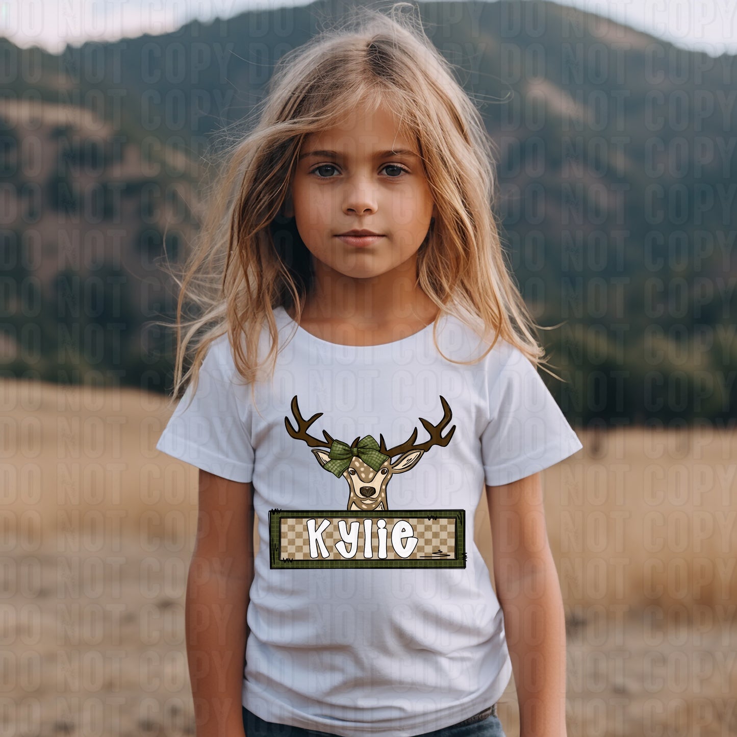 Deer Head With Bow (Girl) With Name Plate Personalized DTF Transfer