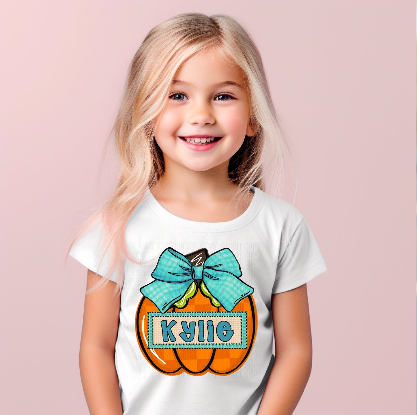 Pumpkin With Bow (Girl) With Name Plate Personalized DTF Transfer