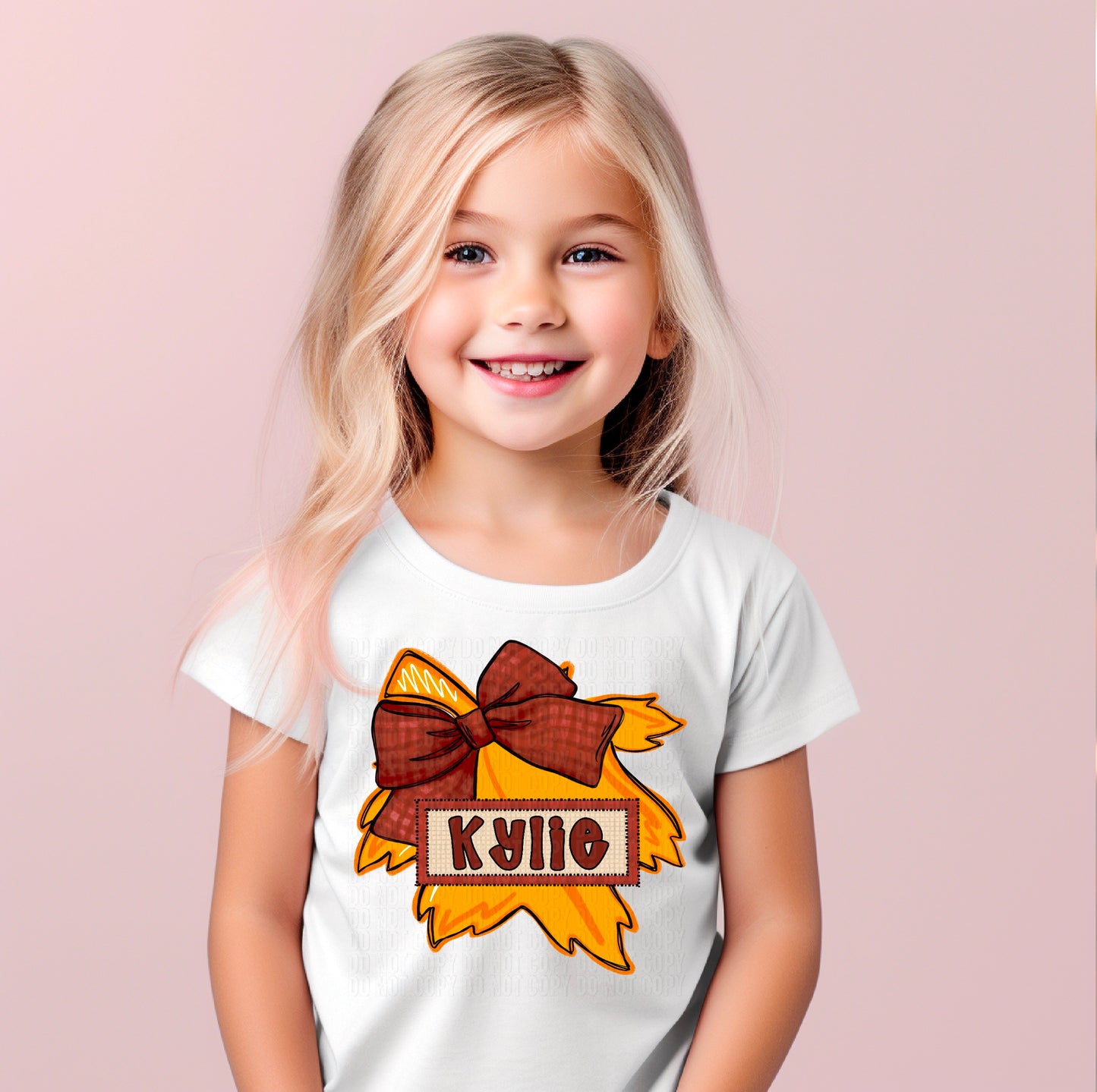 Leaf With Bow (Girl) With Name Plate Personalized DTF Transfer