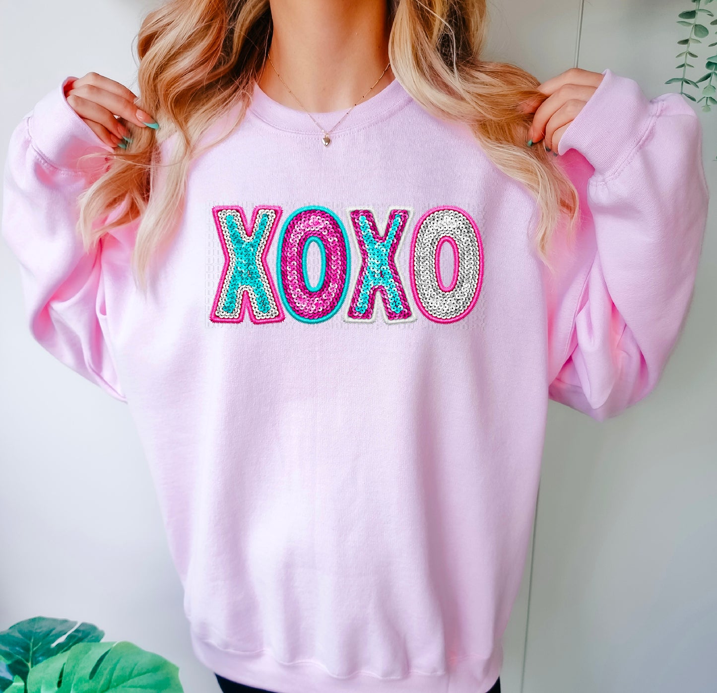 XOXO Horizontal Sequined Faux DTF Transfer