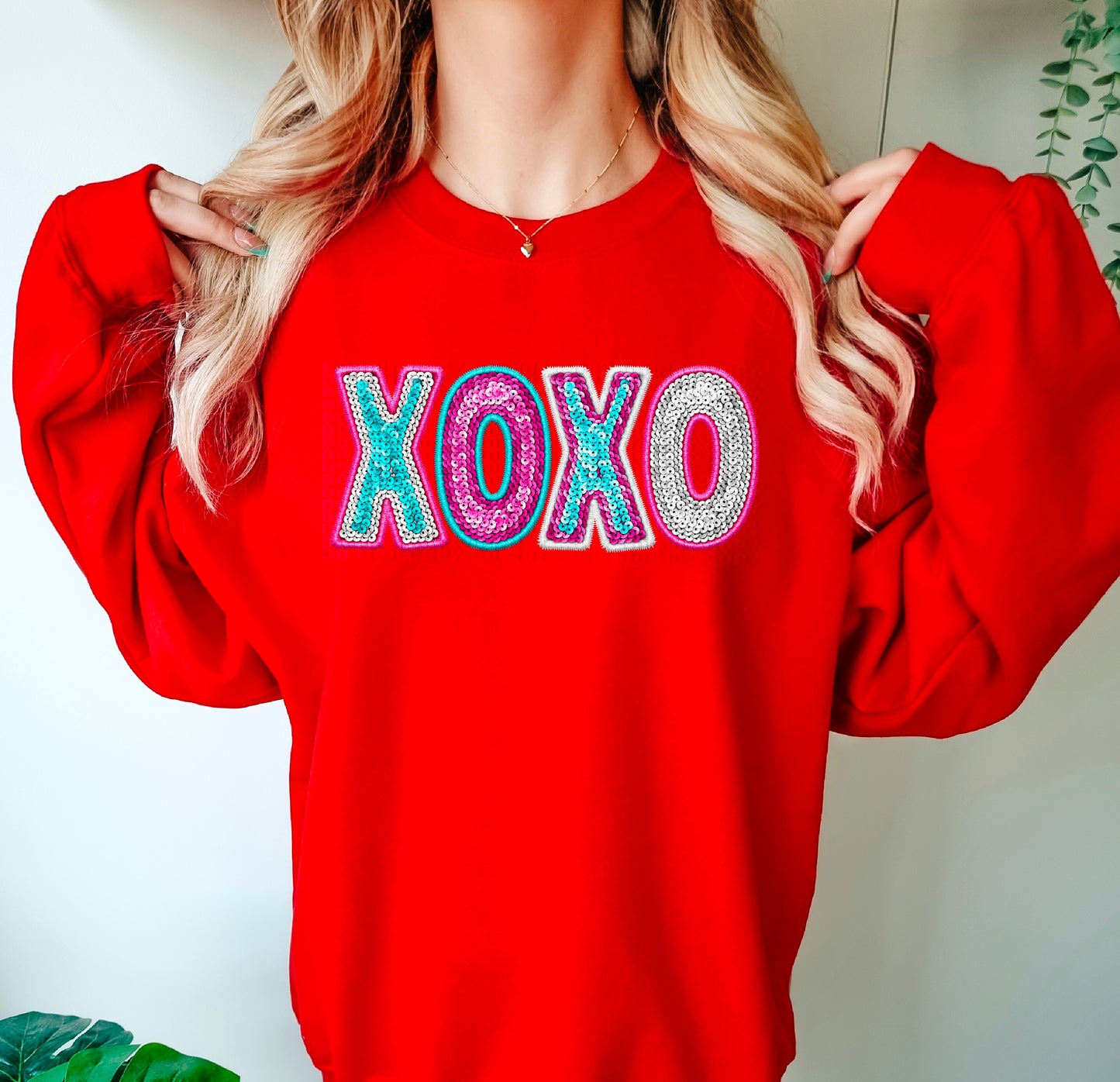 XOXO Horizontal Sequined Faux DTF Transfer