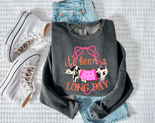 It's Been A Long Day Black/White Dog DTF Transfer