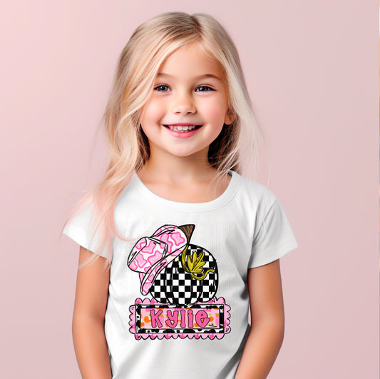 Western Checkered Pumpkin (Girl) With Name Plate Personalized DTF Transfer