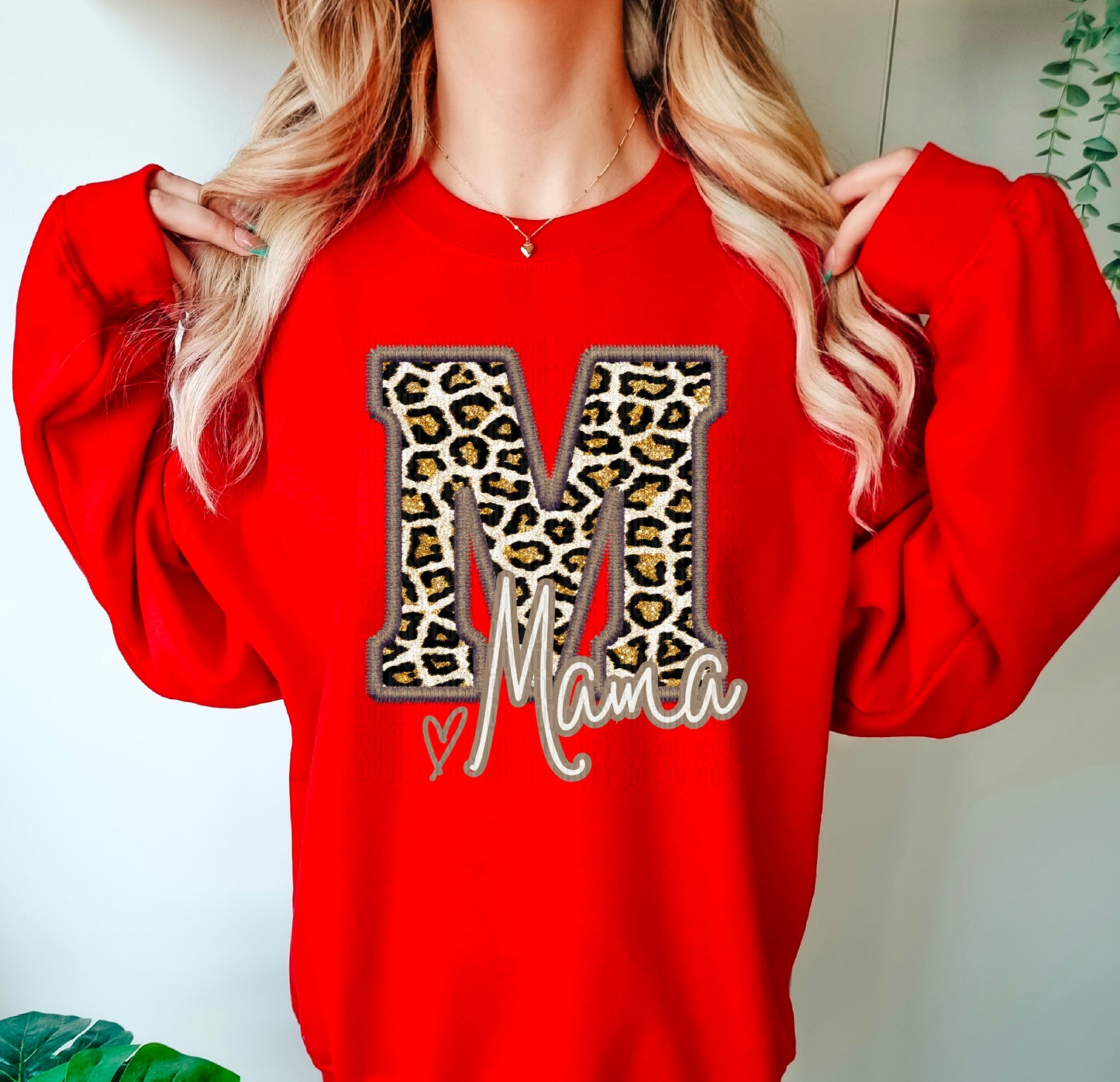 Mama Leopard Embroidery Faux DTF Transfer