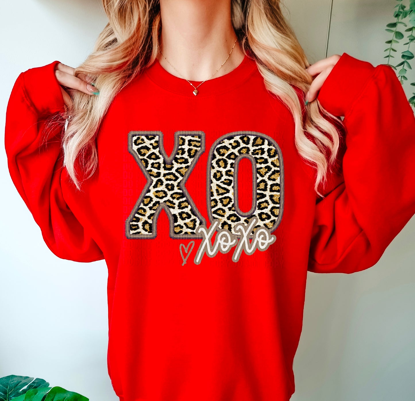 Xoxo Leopard Embroidery Faux DTF Transfer